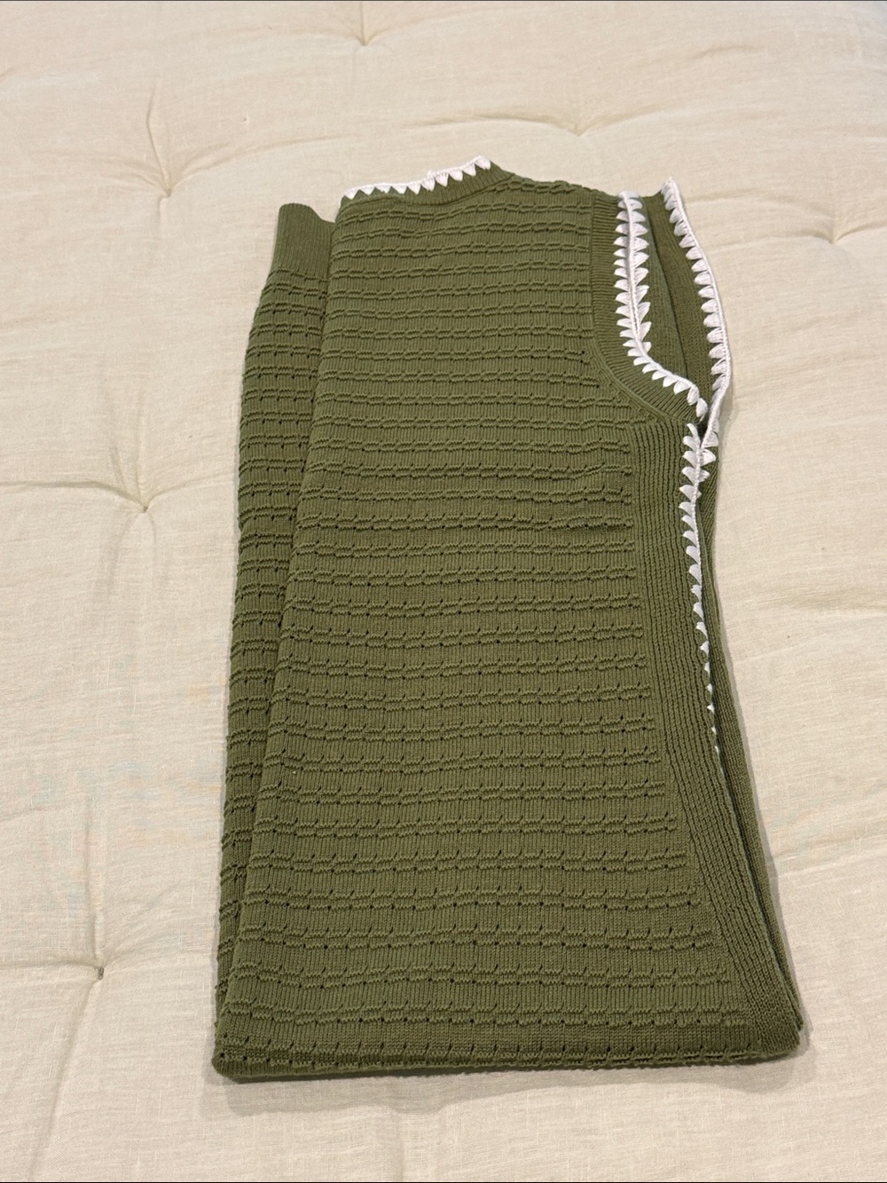 Varley Dwight Tank Knit Dress in Fresh Fern Green with White Trim - Picture 5 of 13
